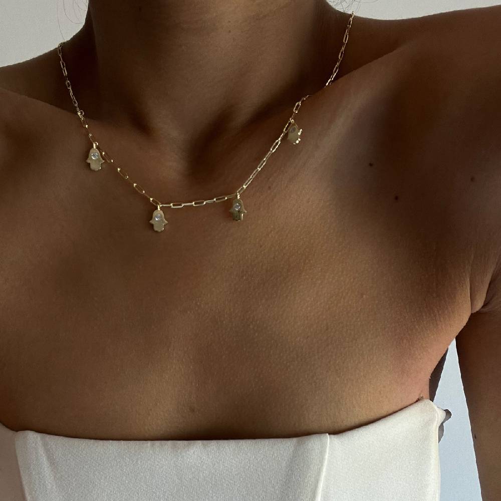 Kardelen Fatimas Hand Chocker Kette - 925 SILBER Kostenlose Rückgabe