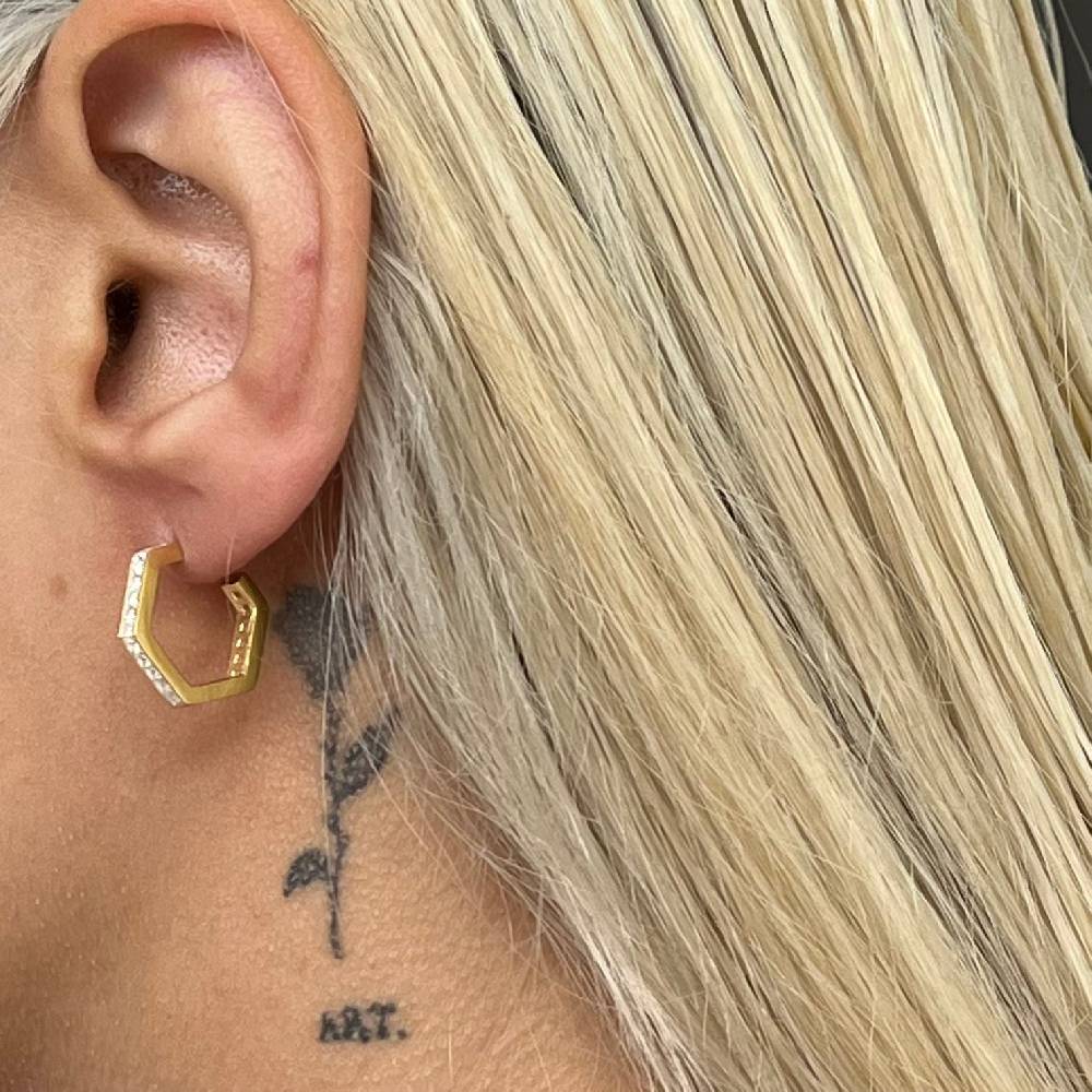 Kardelen Fünfeckige Ohrring mit Zirkonia - 925 SILBER Zeitbegrenzte Promotion