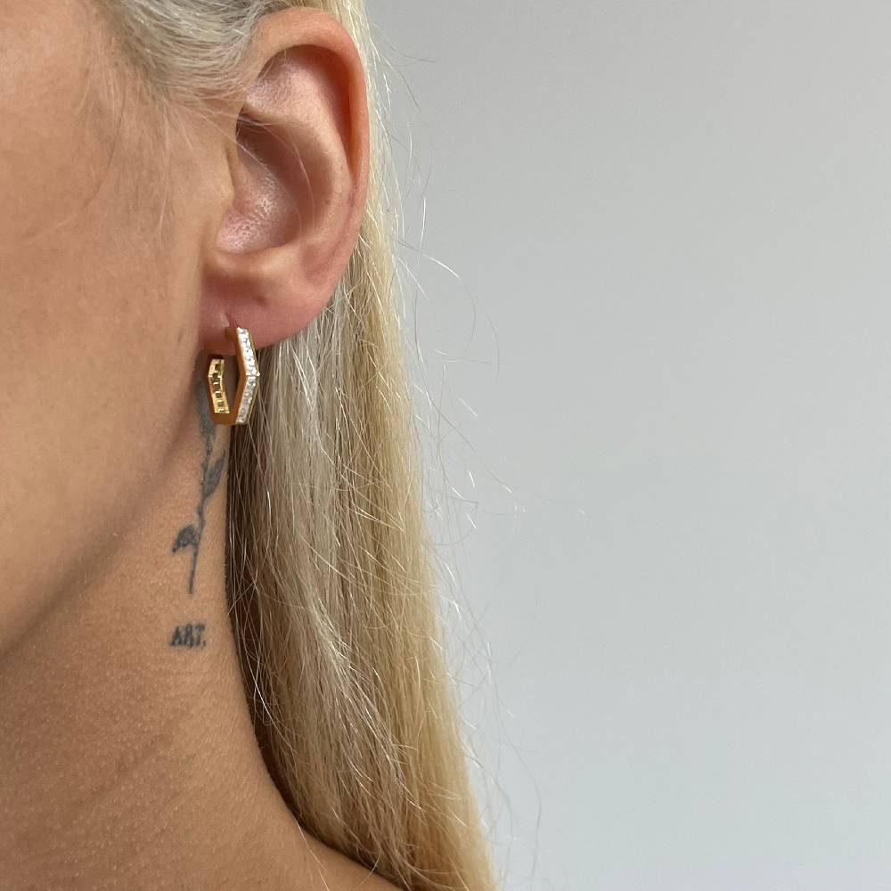 Kardelen Fünfeckige Ohrring mit Zirkonia - 925 SILBER Zeitbegrenzte Promotion