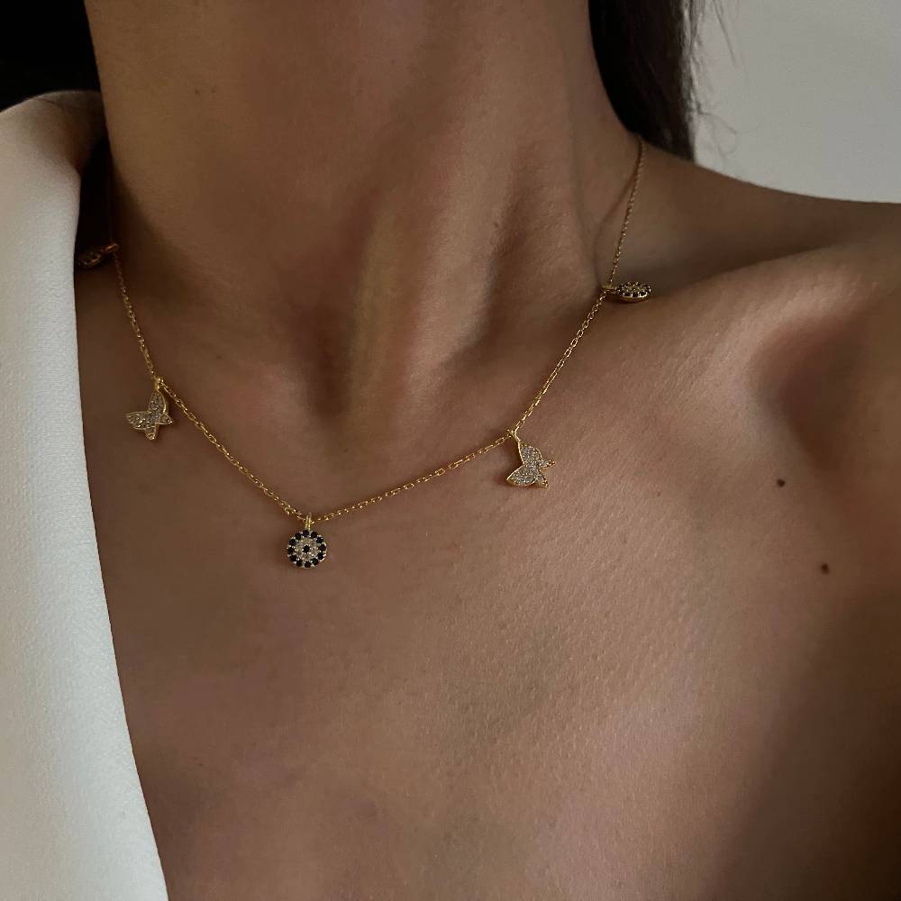 Kardelen Nazar X Butterfly Kette - 925 SILBER im Angebot