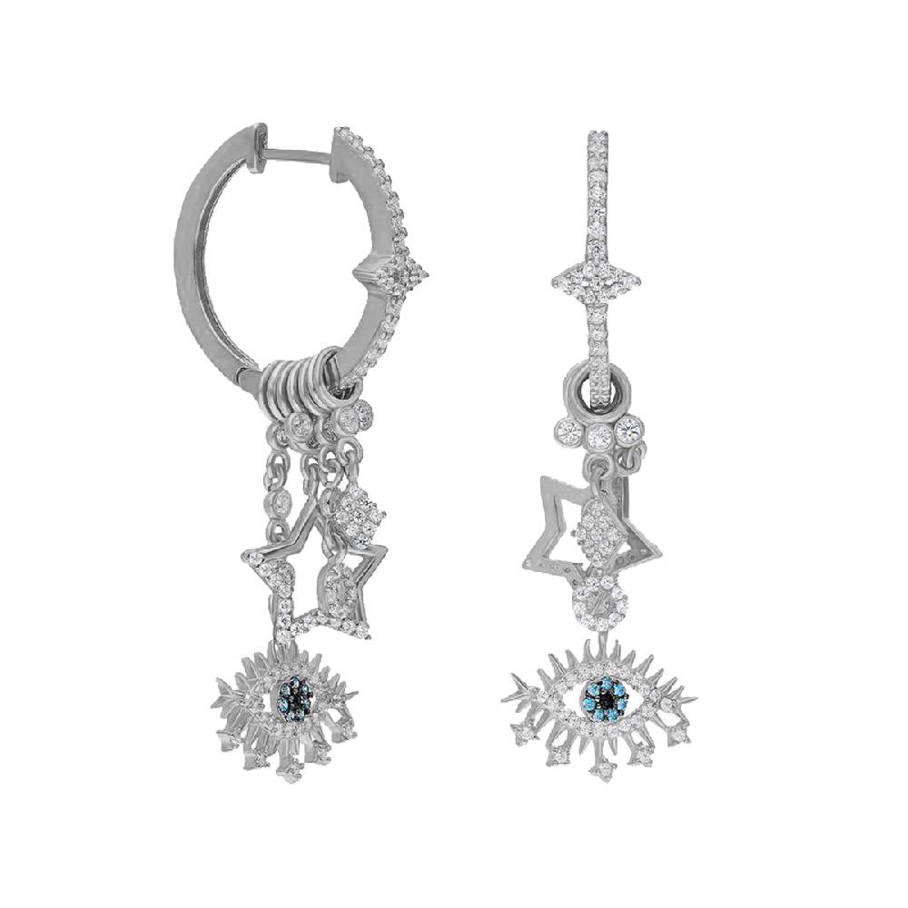 Kardelen Eye Effect Star Single Ohrring - 925 SILBER Schlussverkauf