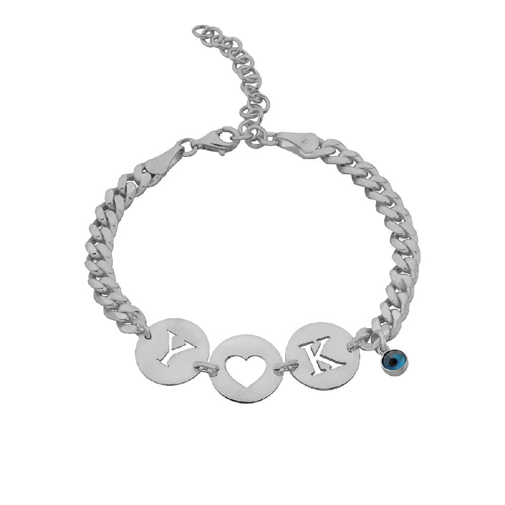 Kardelen Gourmet Armband mit Initialen und Nazar - 925 SILBER Versandkostenfrei