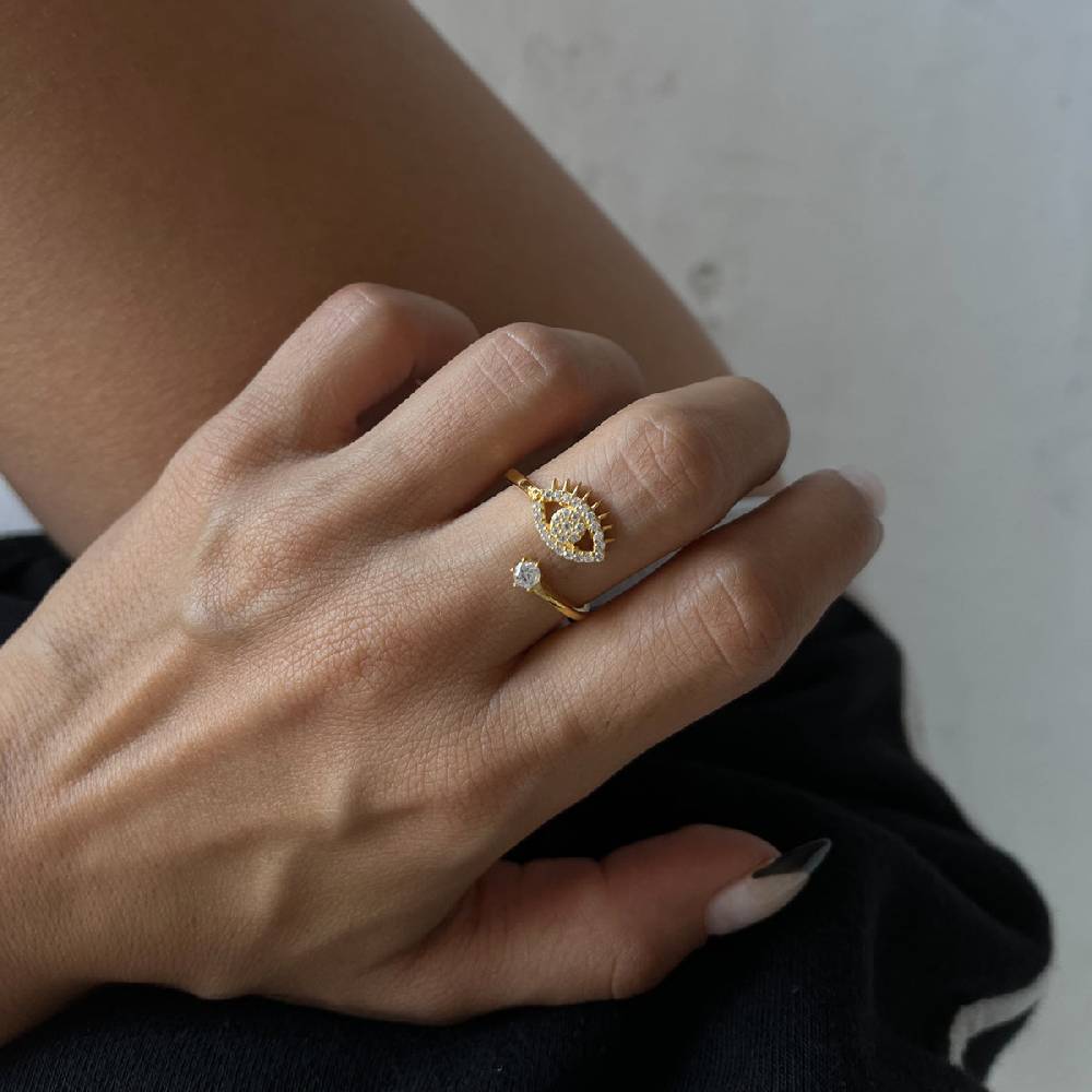 Kardelen Zirconia Eye Ring - 925 SILBER Räumungsverkauf