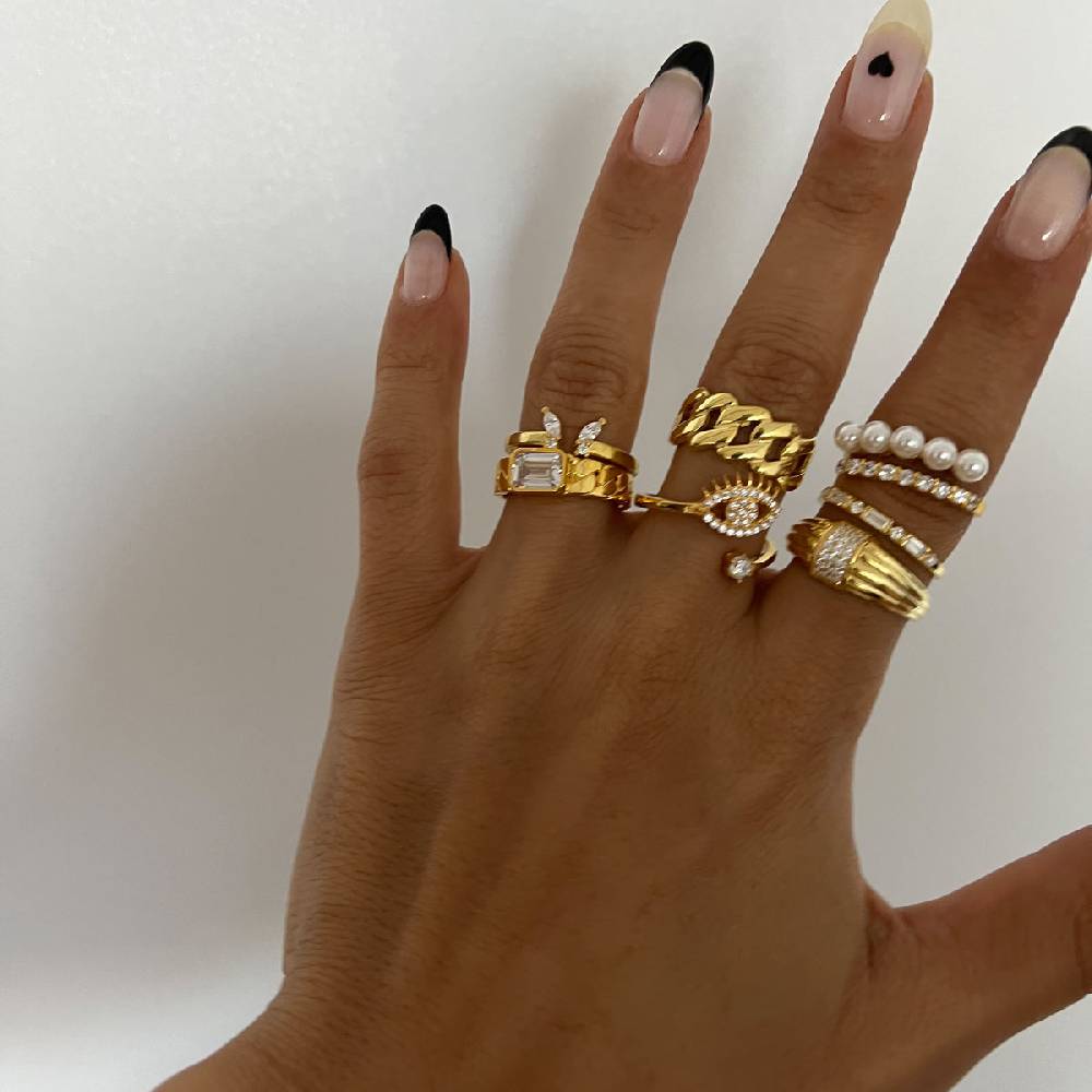 Kardelen Zirconia Eye Ring - 925 SILBER Räumungsverkauf