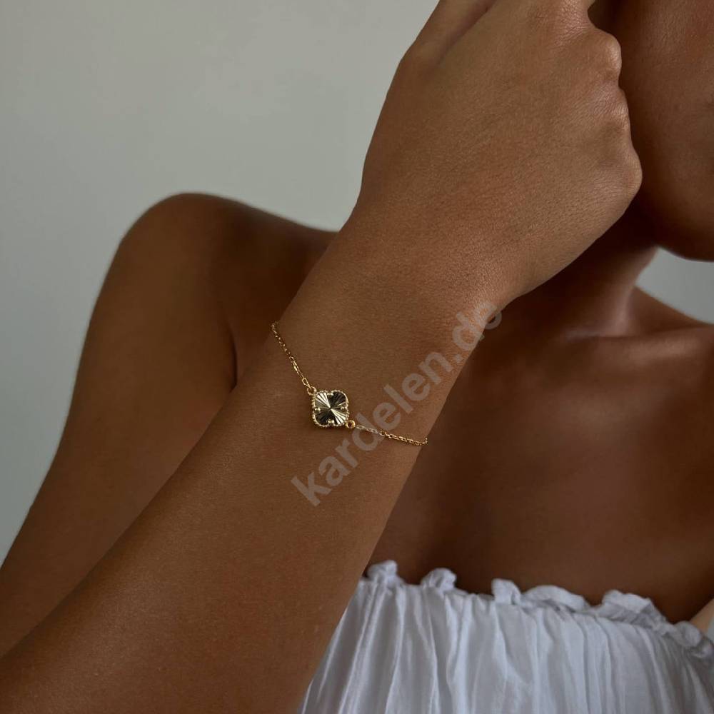 Kardelen 14K GOLD KLEE ARMKETTE II Neueste Stile