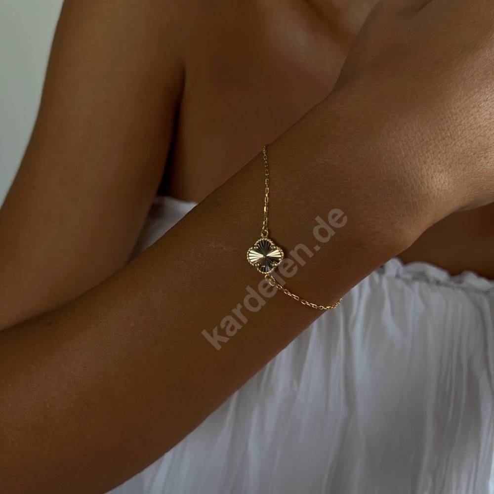 Kardelen 14K GOLD KLEE ARMKETTE II Neueste Stile