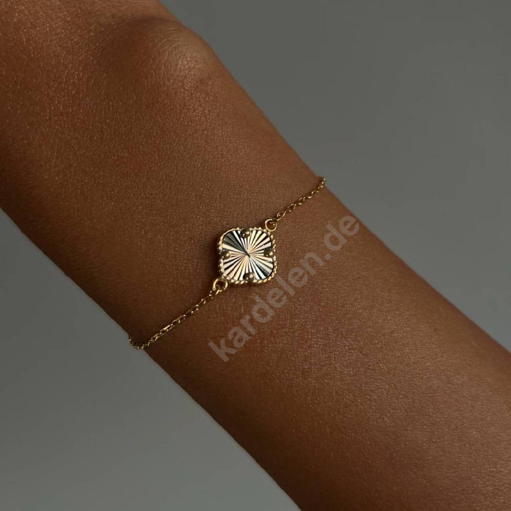 Kardelen 14K GOLD KLEE ARMKETTE II Neueste Stile