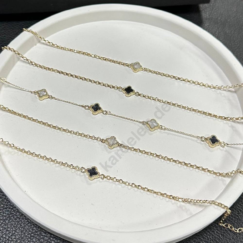 Kardelen 14K GOLD KLEE ARMKETTE III 50% Rabatt mit kostenlosem Versand
