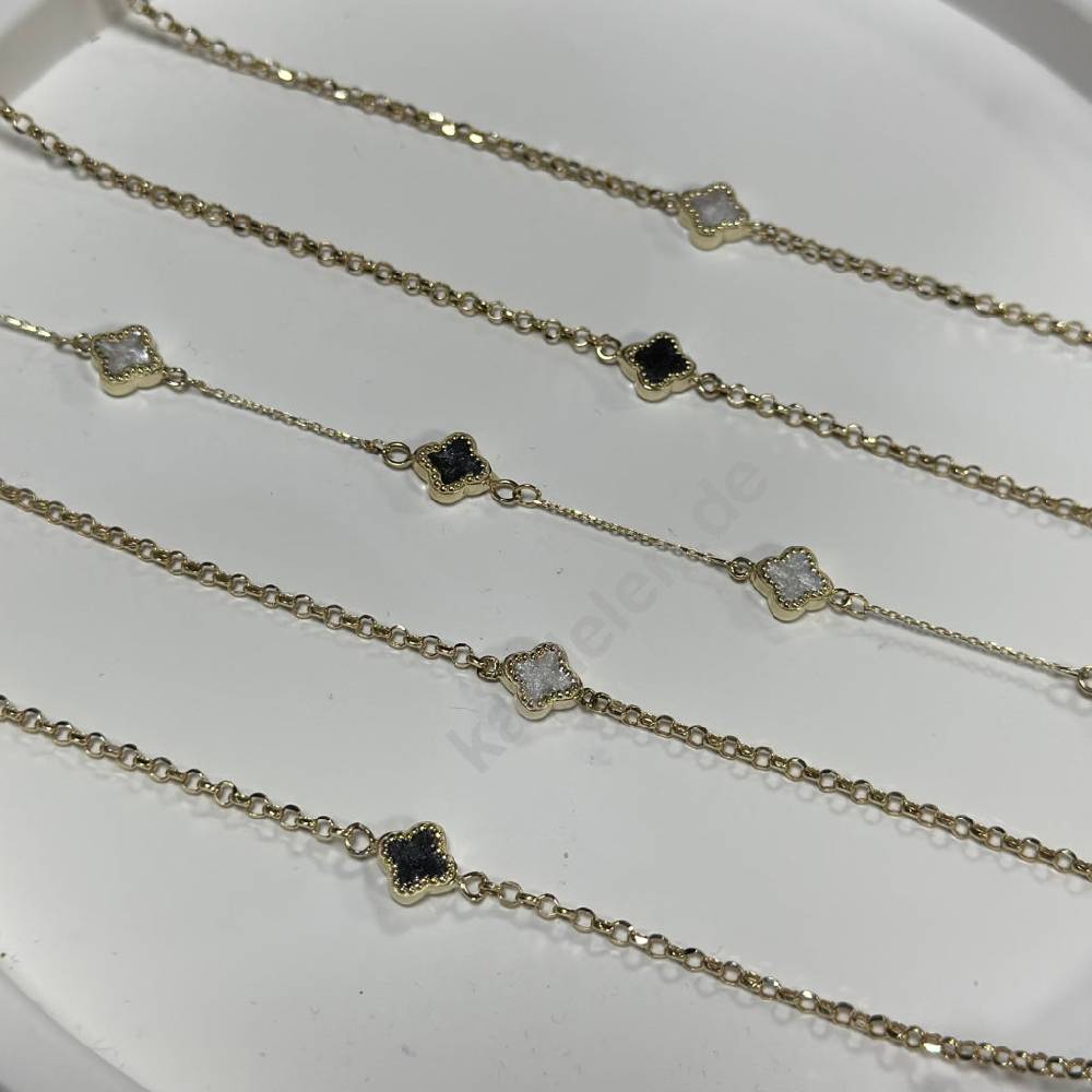 Kardelen 14K GOLD KLEE ARMKETTE III 50% Rabatt mit kostenlosem Versand