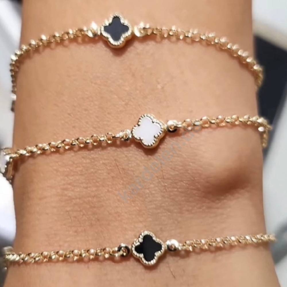 Kardelen 14K GOLD KLEE ARMKETTE III 50% Rabatt mit kostenlosem Versand