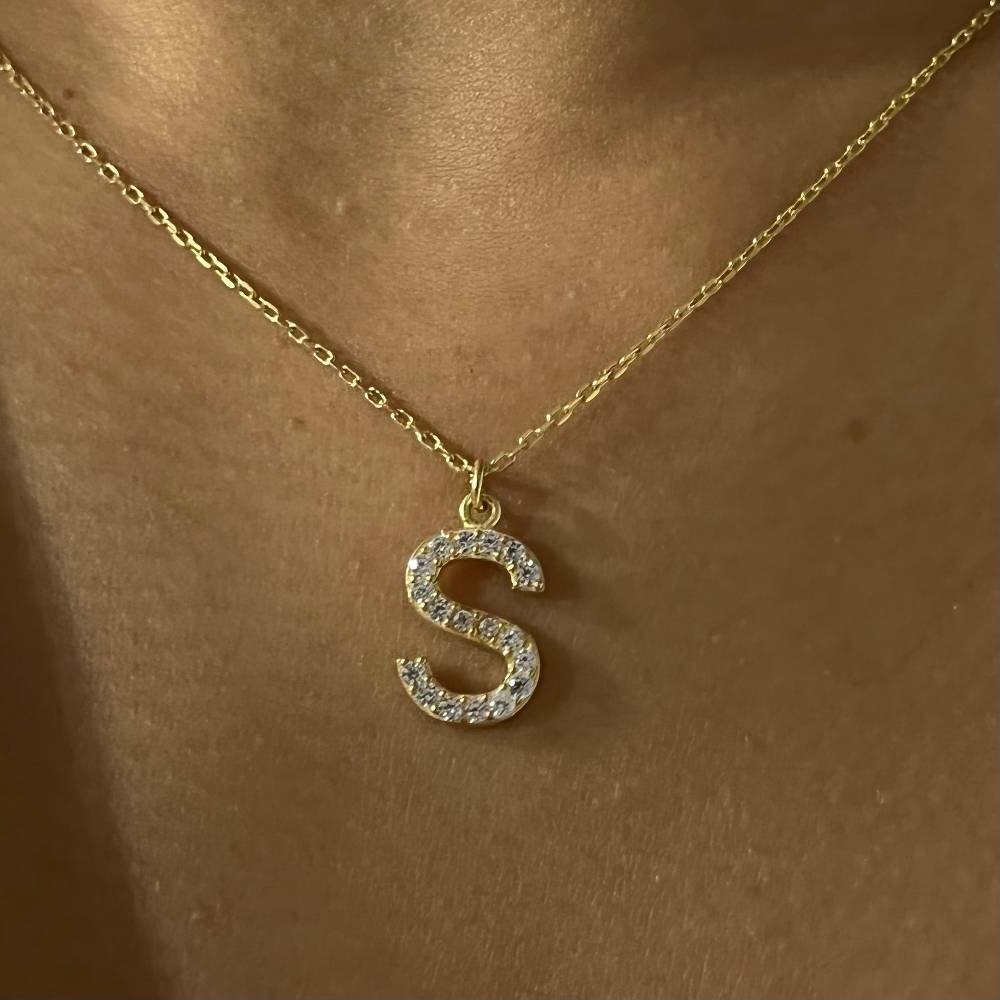 Kardelen Mini One Letter Kette - 925 SILBER Im Verkauf