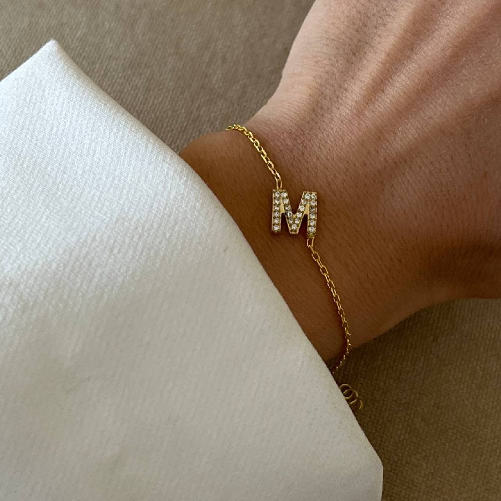 Kardelen Zirkonia Letter Armkette - 925 SILBER zollfrei