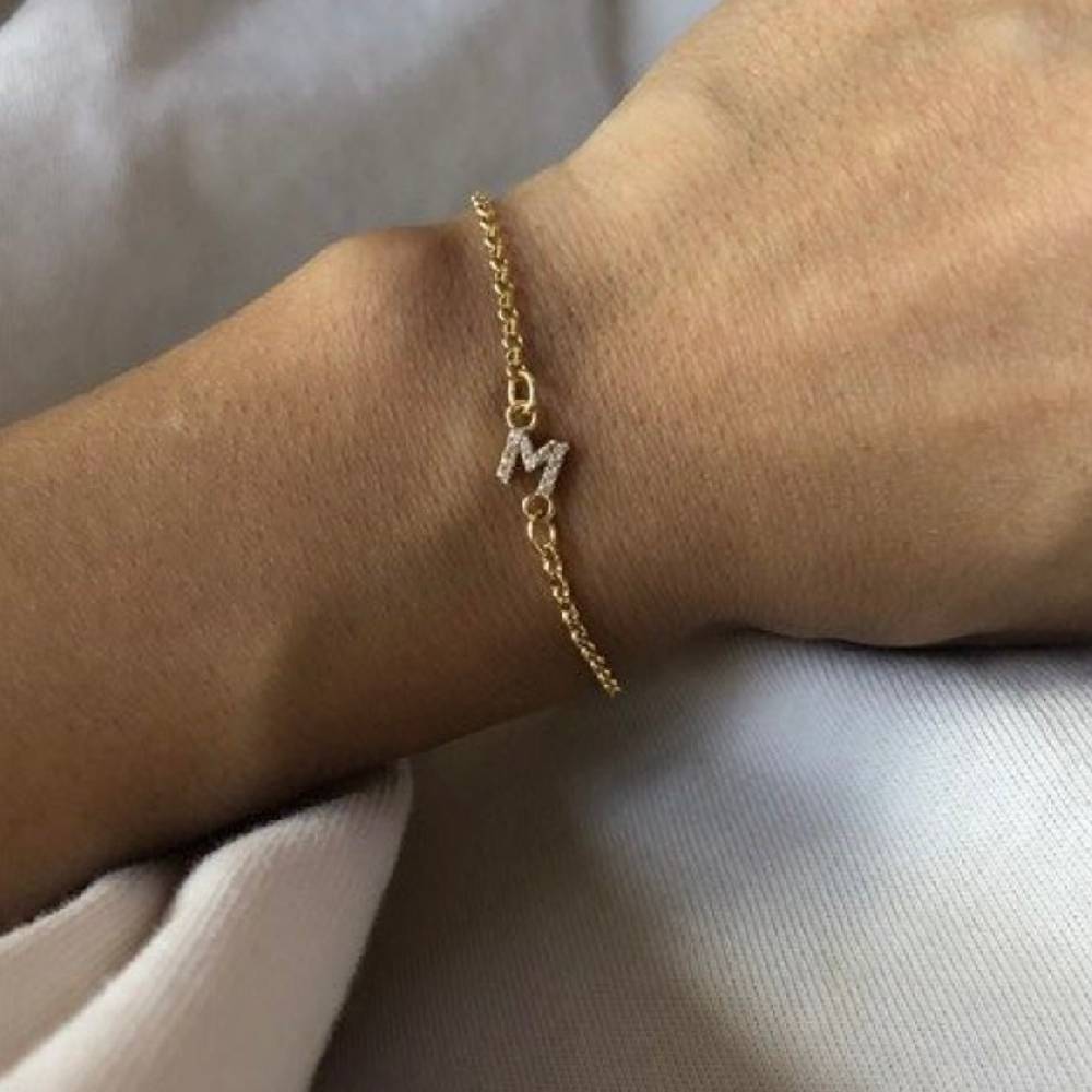 Kardelen Zirkonia Letter Armkette - 925 SILBER zollfrei