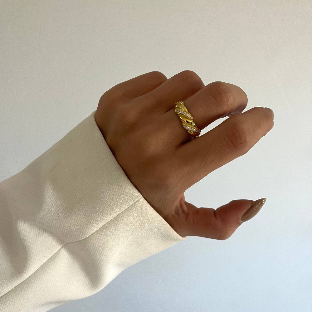 Kardelen Wave Zirconia Ring - 925 SILBER im Angebot