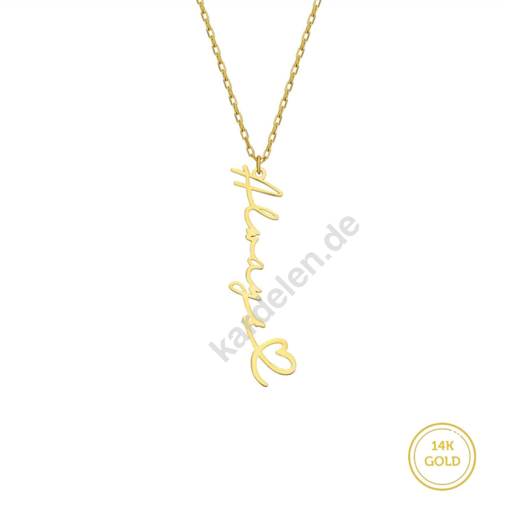 Kardelen 14K GOLD HERZ SYMBOL NAMENSKETTE Saisonschlussverkauf