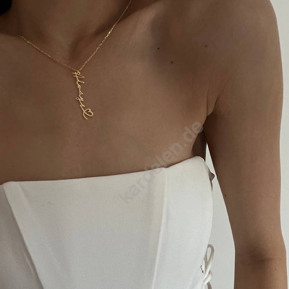 Kardelen 14K GOLD HERZ SYMBOL NAMENSKETTE Saisonschlussverkauf