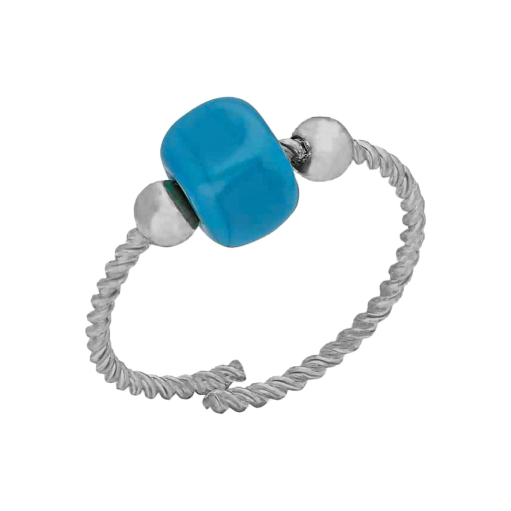 Kardelen Spirale Ring mit Blauen Naturstein - 925 SILBER Begrenzte Freigabe