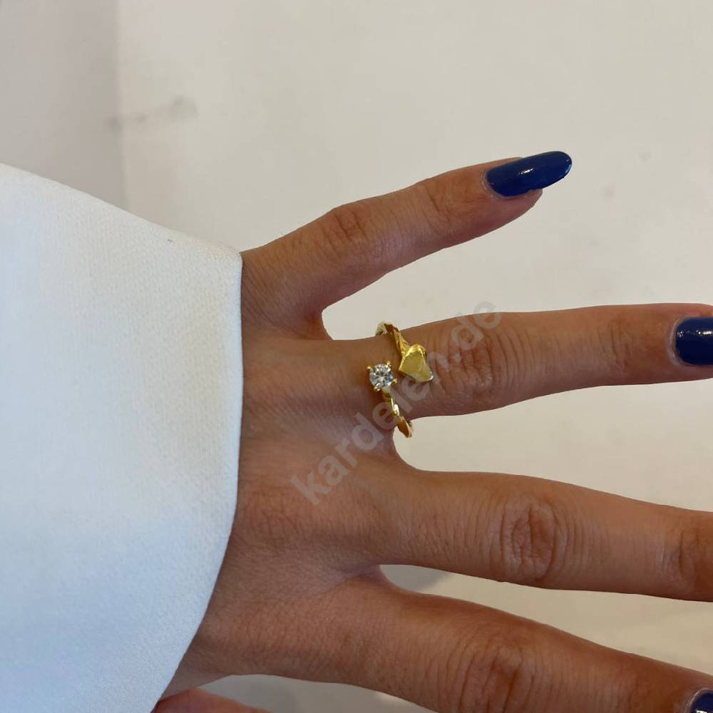 Kardelen Heart Diamond Ring - 925 SILBER Super Rabatt
