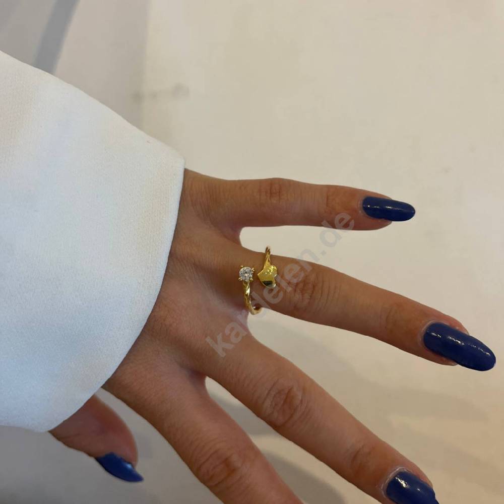 Kardelen Heart Diamond Ring - 925 SILBER Super Rabatt
