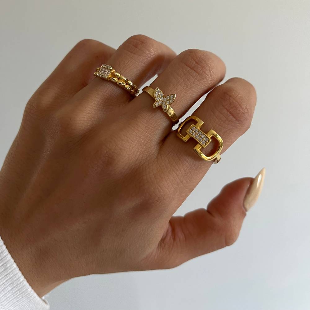 Kardelen Sperren Chain Ring - 925 SILBER Im Verkauf