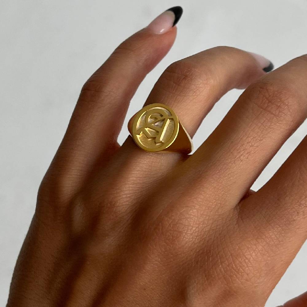 Kardelen Buchstaben Ritter Ring - 925 SILBER Sonderangebot