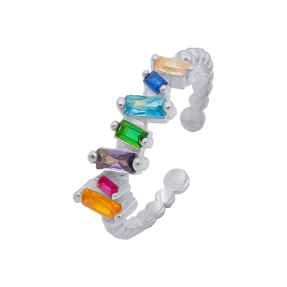 Kardelen Baguette Shift Colorful Ring - 925 SILBER Rabatt