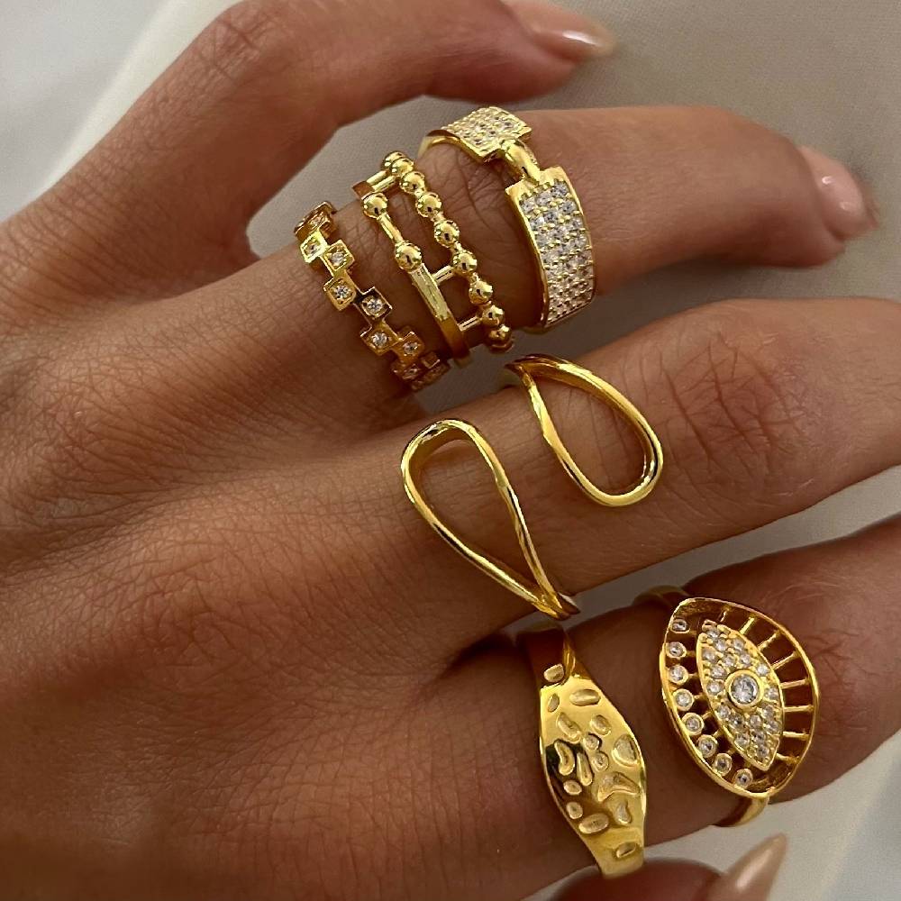 Kardelen Big Zirkonia Augen Ring - 925 SILBER Vatertagsangebot