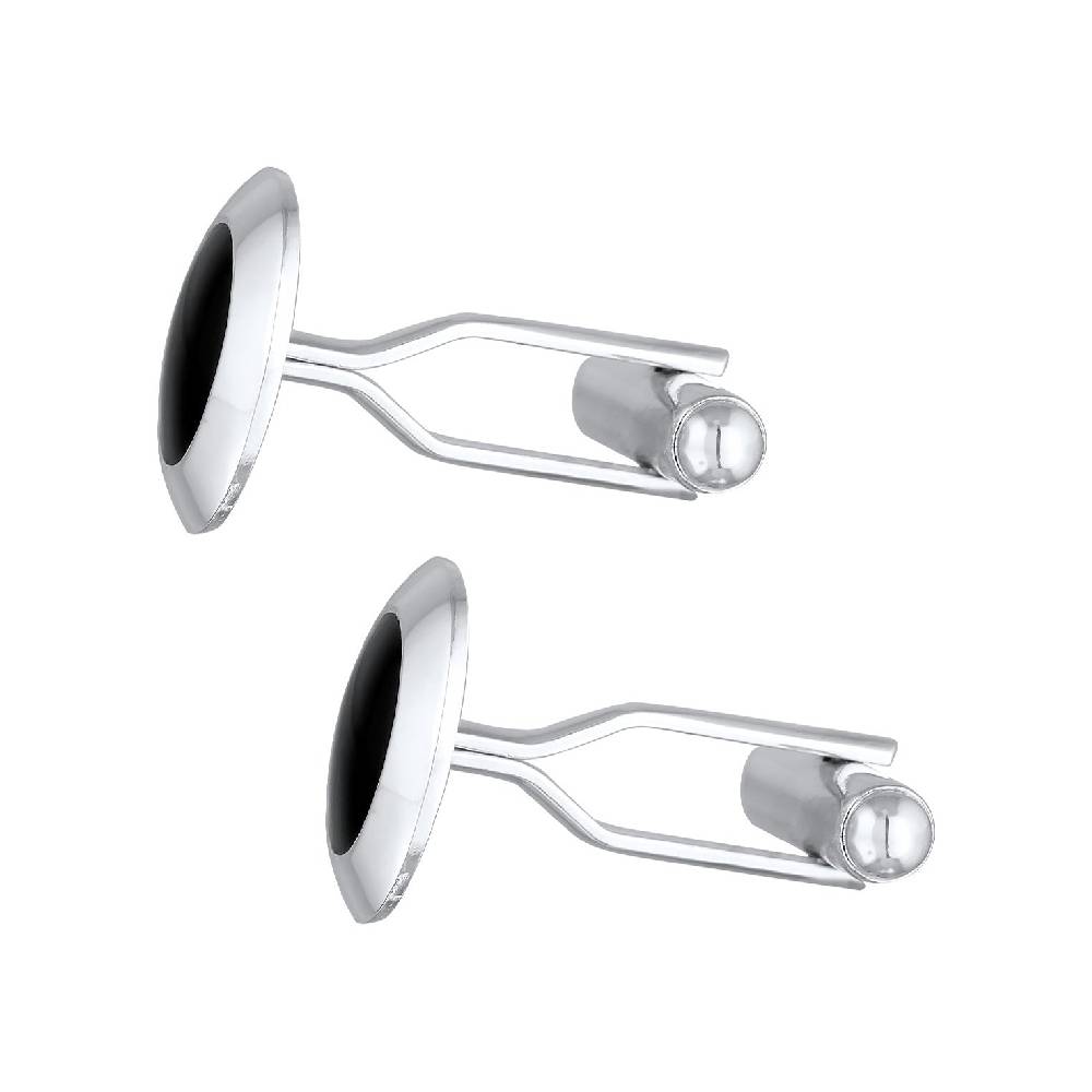 Kuzzoi Manschettenknöpfe rund | Emaille (schwarz) Black Friday Preise