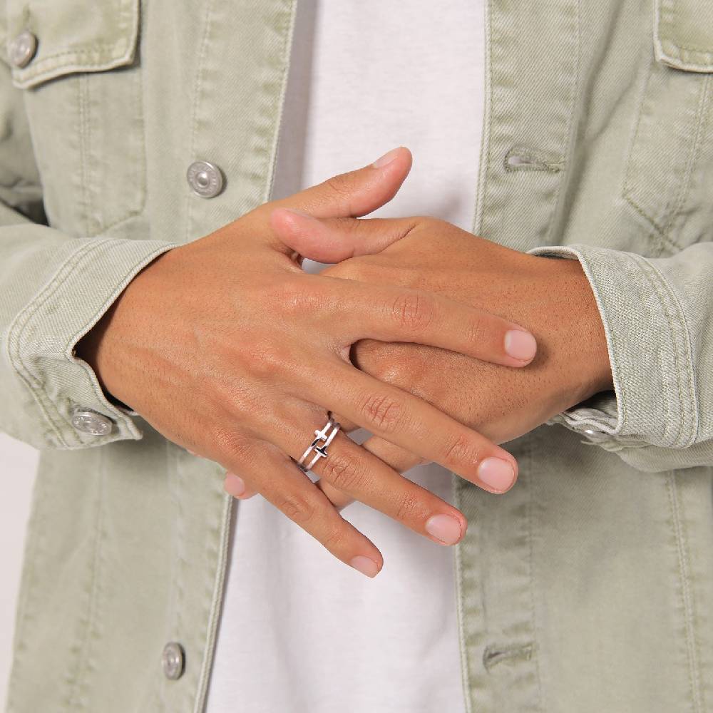 Kuzzoi Ring Kreuz Double Optik 50% Rabatt für begrenzte Zeit