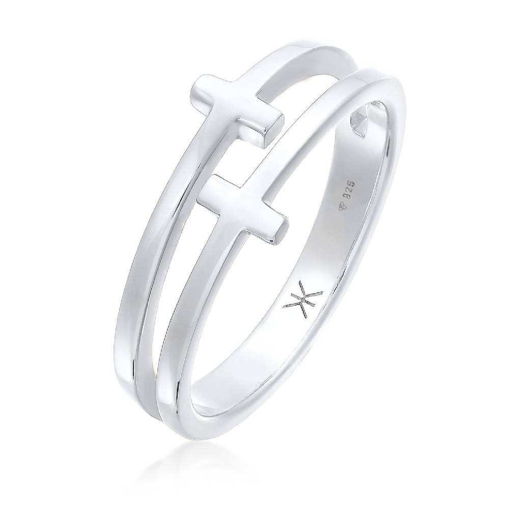 Kuzzoi Ring Kreuz Double Optik 50% Rabatt für begrenzte Zeit