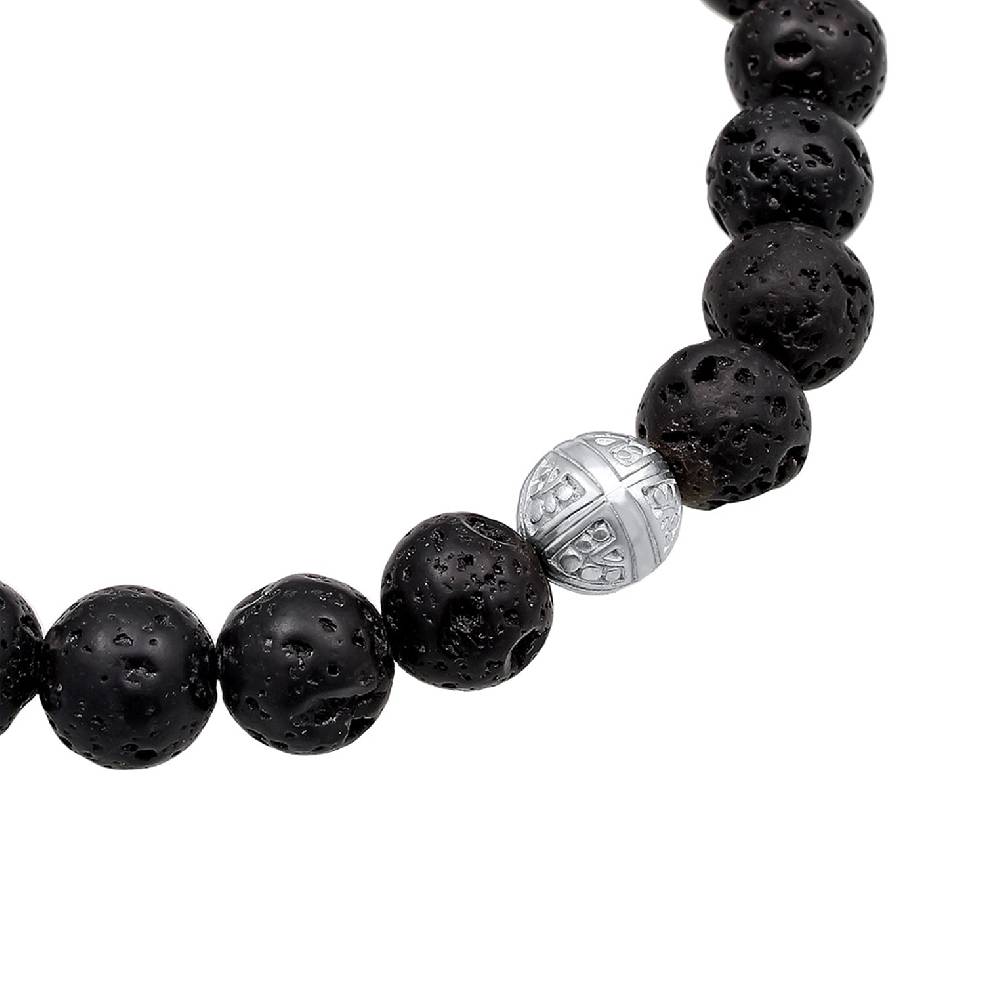 Kuzzoi Armband Kreuz | Lava Steine (Schwarz) Saisonschlussverkauf