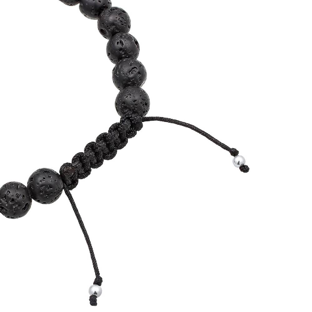 Kuzzoi Armband Kreuz | Lava Steine (Schwarz) Saisonschlussverkauf