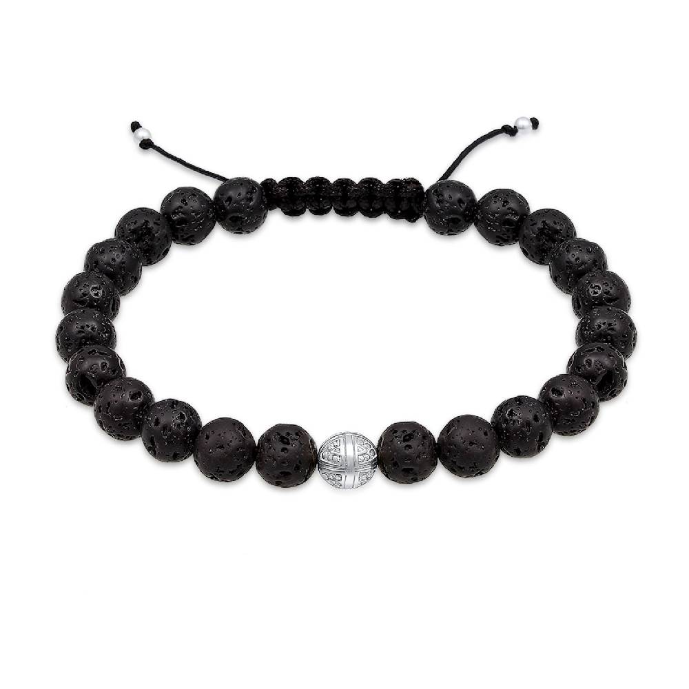 Kuzzoi Armband Kreuz | Lava Steine (Schwarz) Saisonschlussverkauf