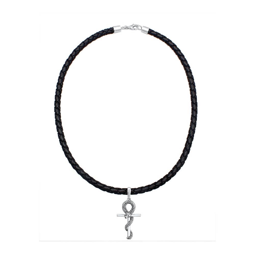 Kuzzoi Halskette Kreuz Schlange | Leder Black Friday