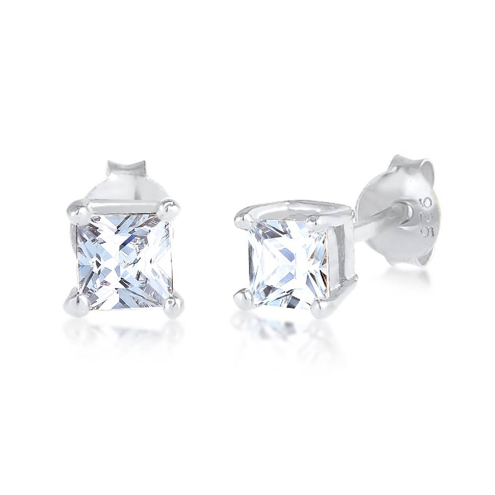 Kuzzoi Ohrstecker Quadrat | Zirkonia Kristalle (Weiß) Lagerräumung
