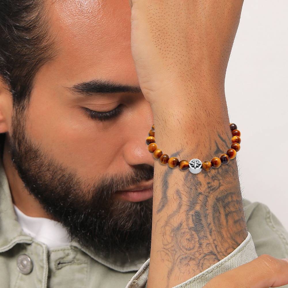 Kuzzoi Armband Kompass | Tigerauge (Braun) VIP-Rabatte