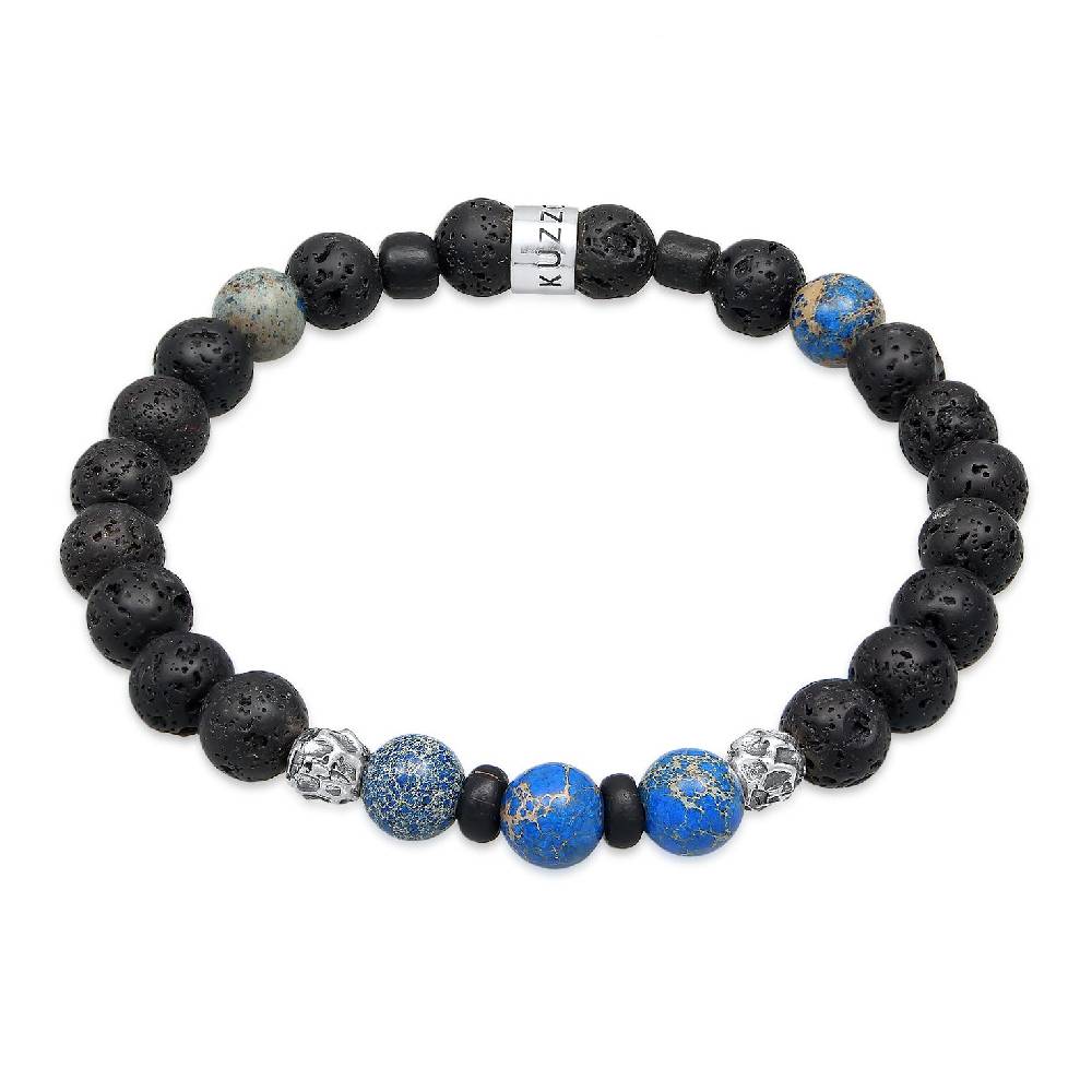 Kuzzoi Armband Kugeln | Lava, Achat (Schwarz, Blau) Neueste Stile