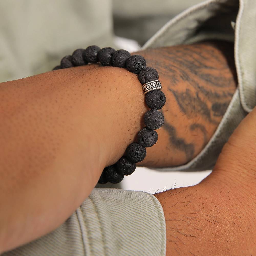 Kuzzoi Armband Vintage | Lava Perlen (Schwarz) Outlet