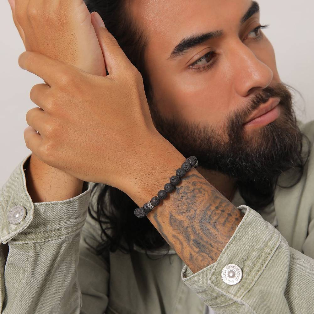 Kuzzoi Armband Vintage | Lava Perlen (Schwarz) Outlet