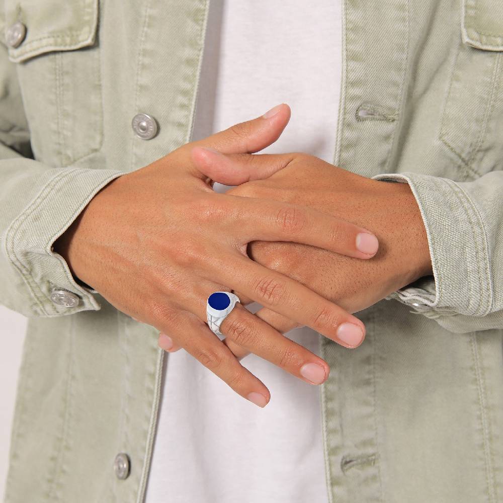 Kuzzoi Siegelring Elegant | Emaille (Blau) Nur für heute