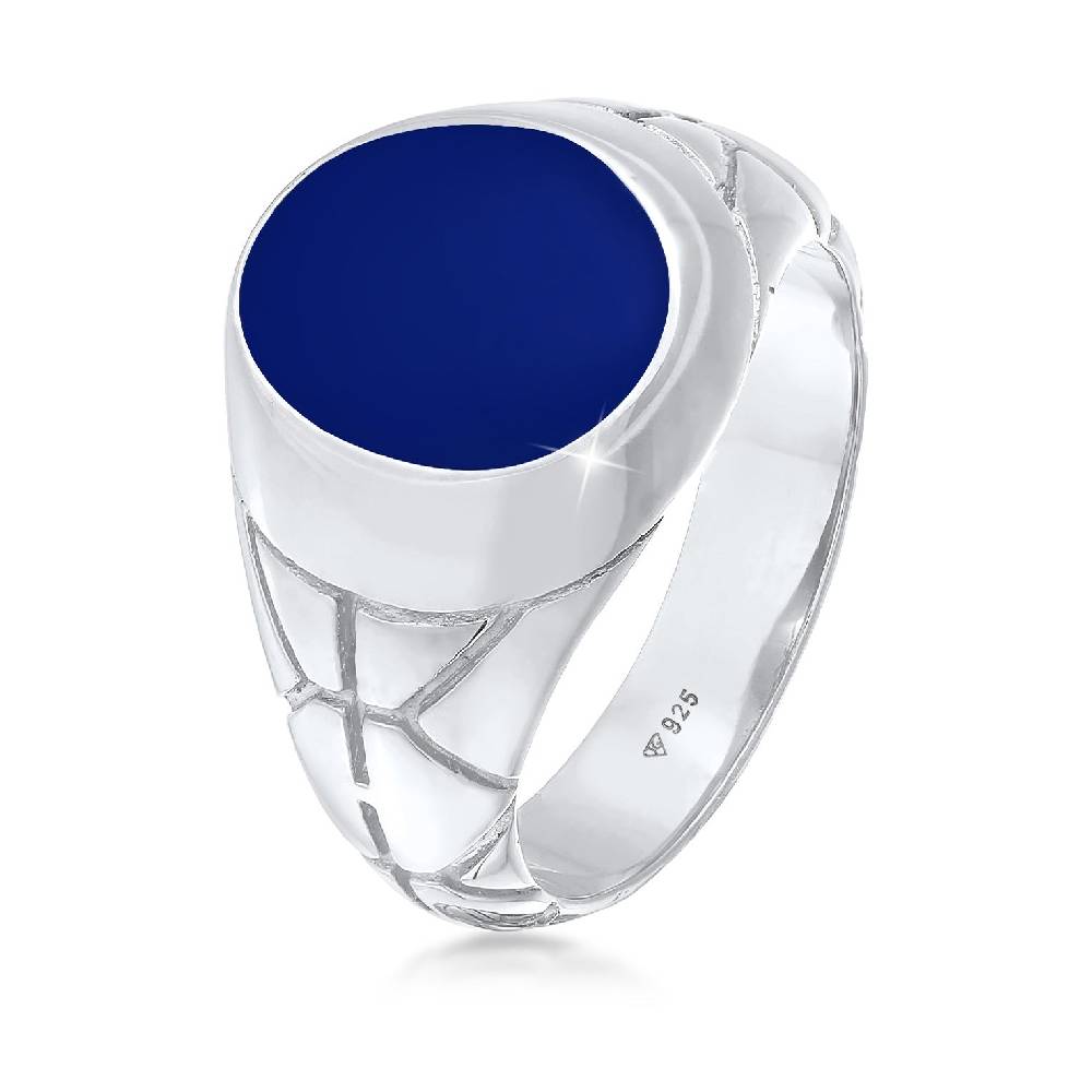 Kuzzoi Siegelring Elegant | Emaille (Blau) Nur für heute