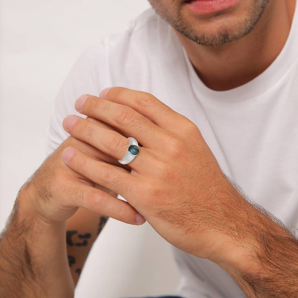 Kuzzoi Siegelring Oval | Labradorit (Grau) Bis zu 55% Rabatt