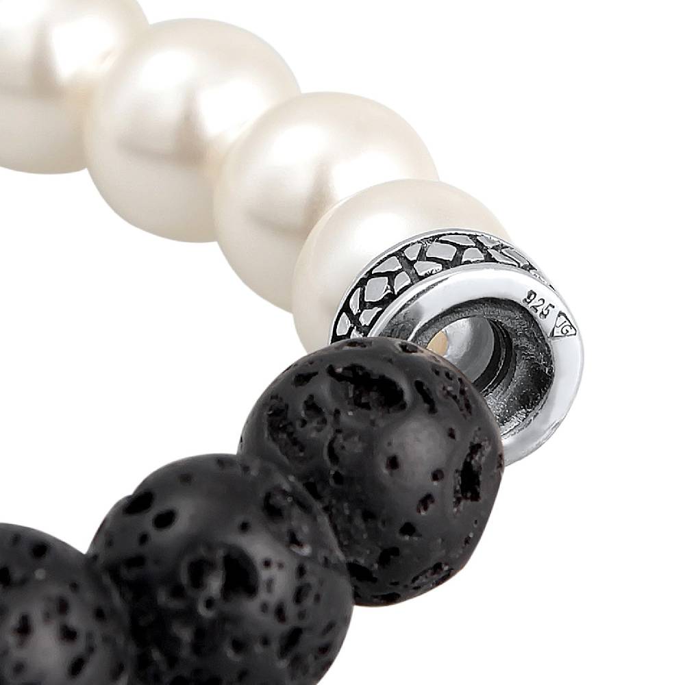 Kuzzoi Armband Schwarz-Weiß | Lava Perlen Blitzverkäufe