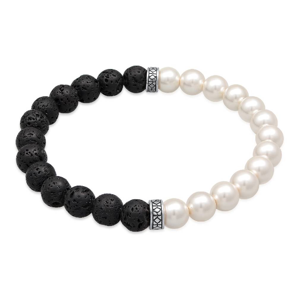 Kuzzoi Armband Schwarz-Weiß | Lava Perlen Blitzverkäufe