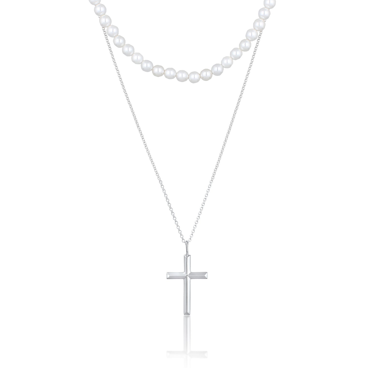 Kuzzoi Halskette Kreuz Anhänger 2er Set | Muschelkernperlen Heißer Verkauf