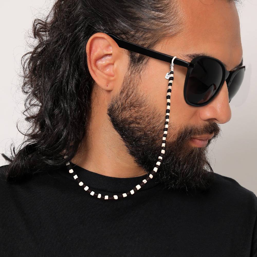 Kuzzoi Brillenkette Beads | Glas Perlen (Schwarz & Weiß) Bestseller