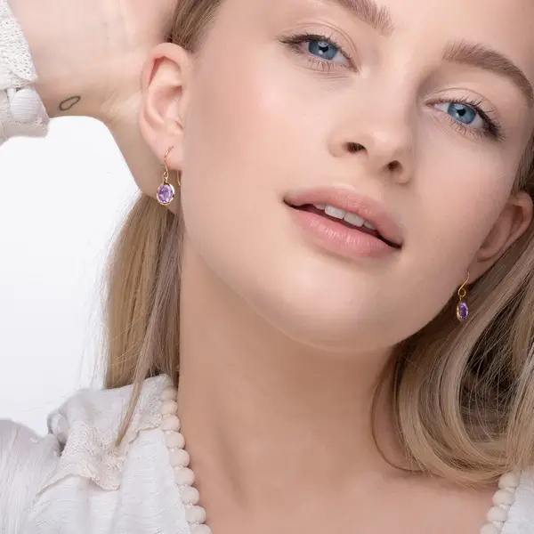 Leaf Jewelry Ohrringe Amethyst, 14 K Gelbgold Große Rabatte