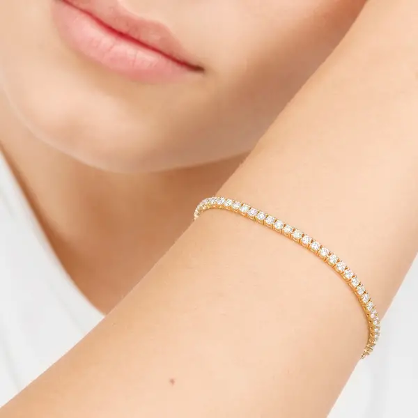 Leaf Jewelry Tennisarmband mit Diamanten, Gelbgold, 3.42ct, 17.0cm Kauf eins, bekomm eins gratis