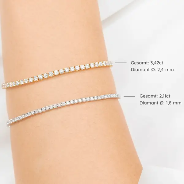 Leaf Jewelry Tennisarmband mit Diamanten, Gelbgold, 3.42ct, 17.0cm Kauf eins, bekomm eins gratis