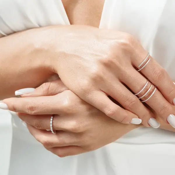 Leaf Jewelry Ring mit Baguette Diamanten, 14K Weißgold Riesige Ersparnisse